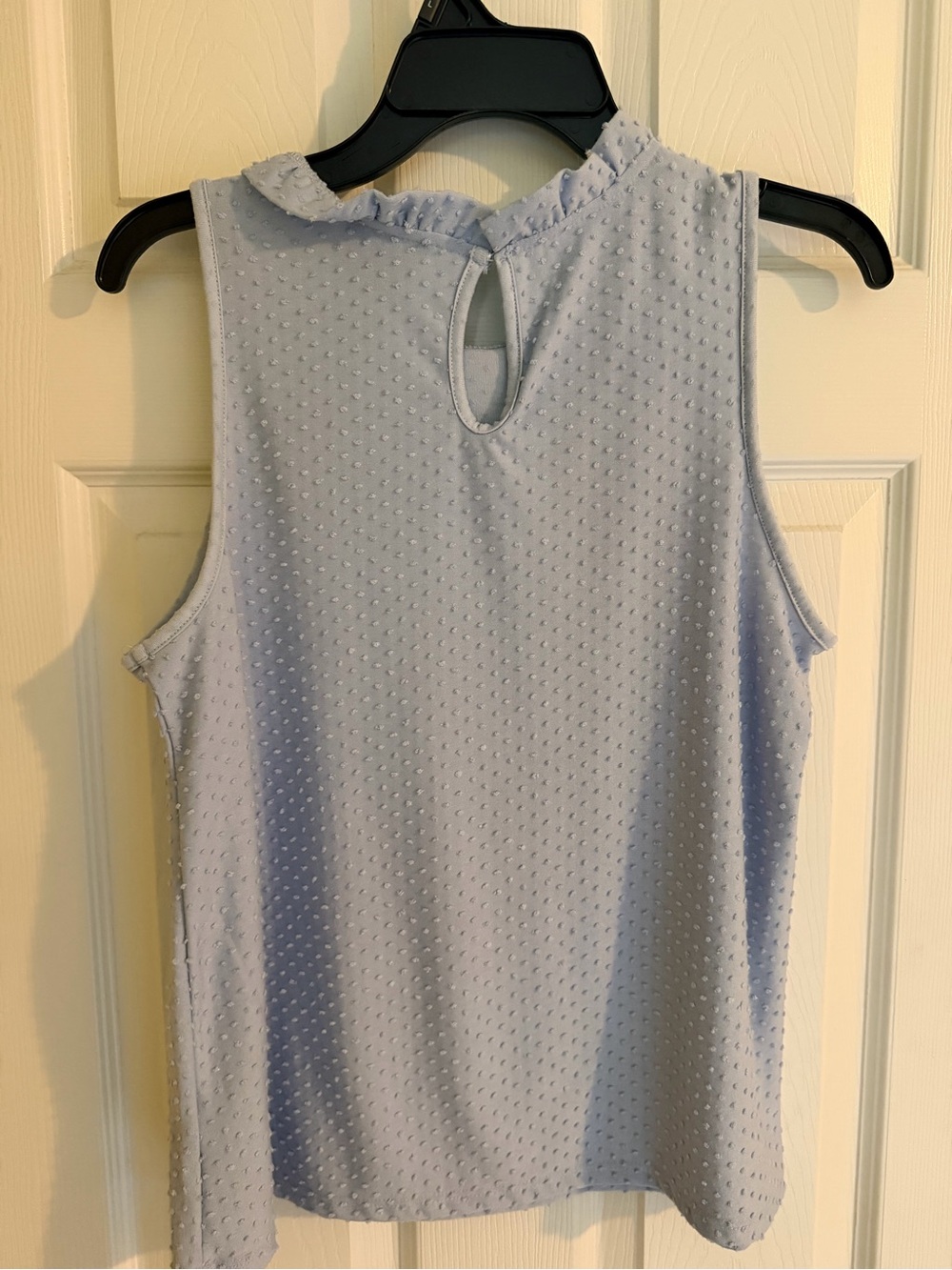 W5 Light Blue Sleeveless Ruffle Neck Tank - Picture 2 of 3